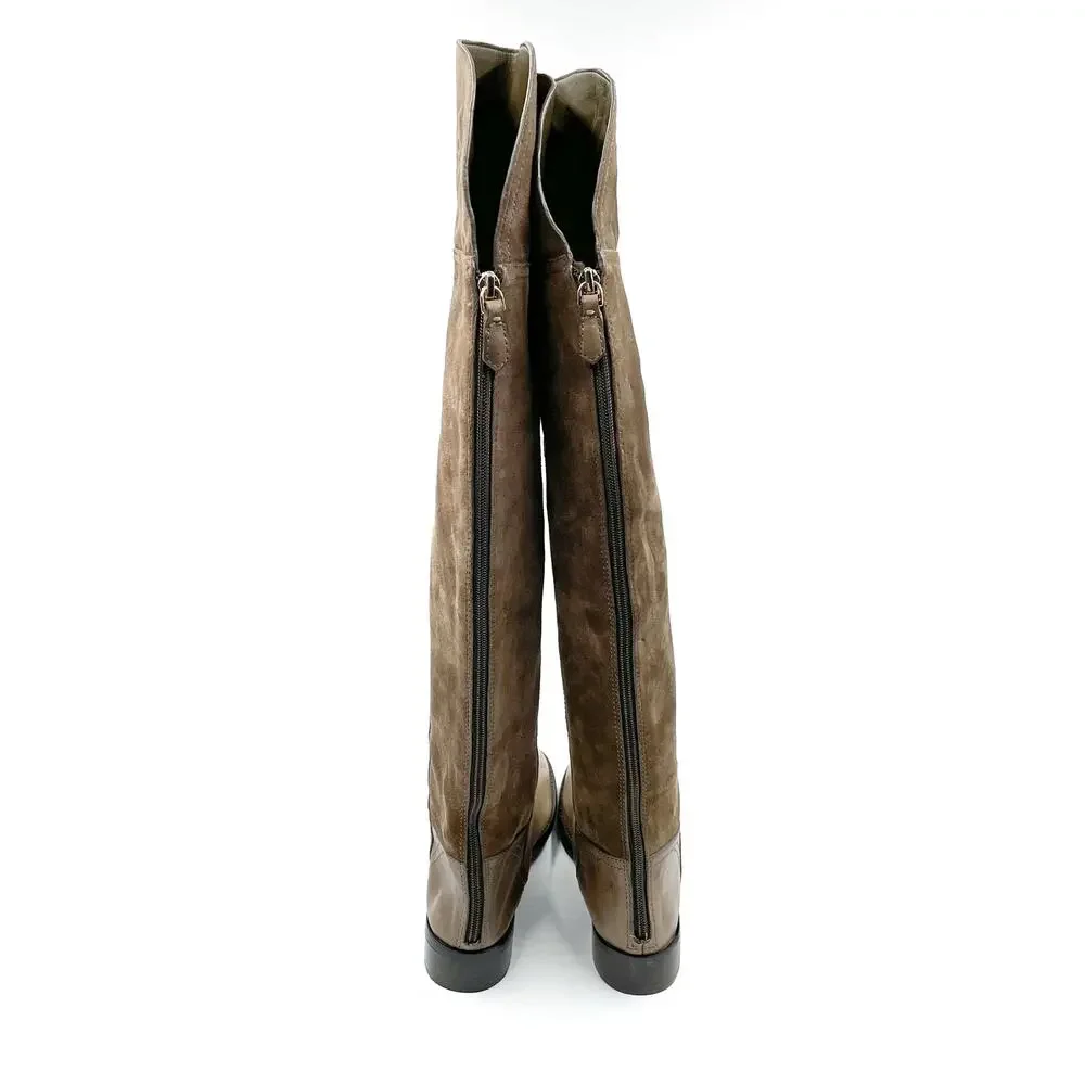 Tory Burch Simone Over the Knee Boots Brown Suede Flat Riding Sz‎ 6
